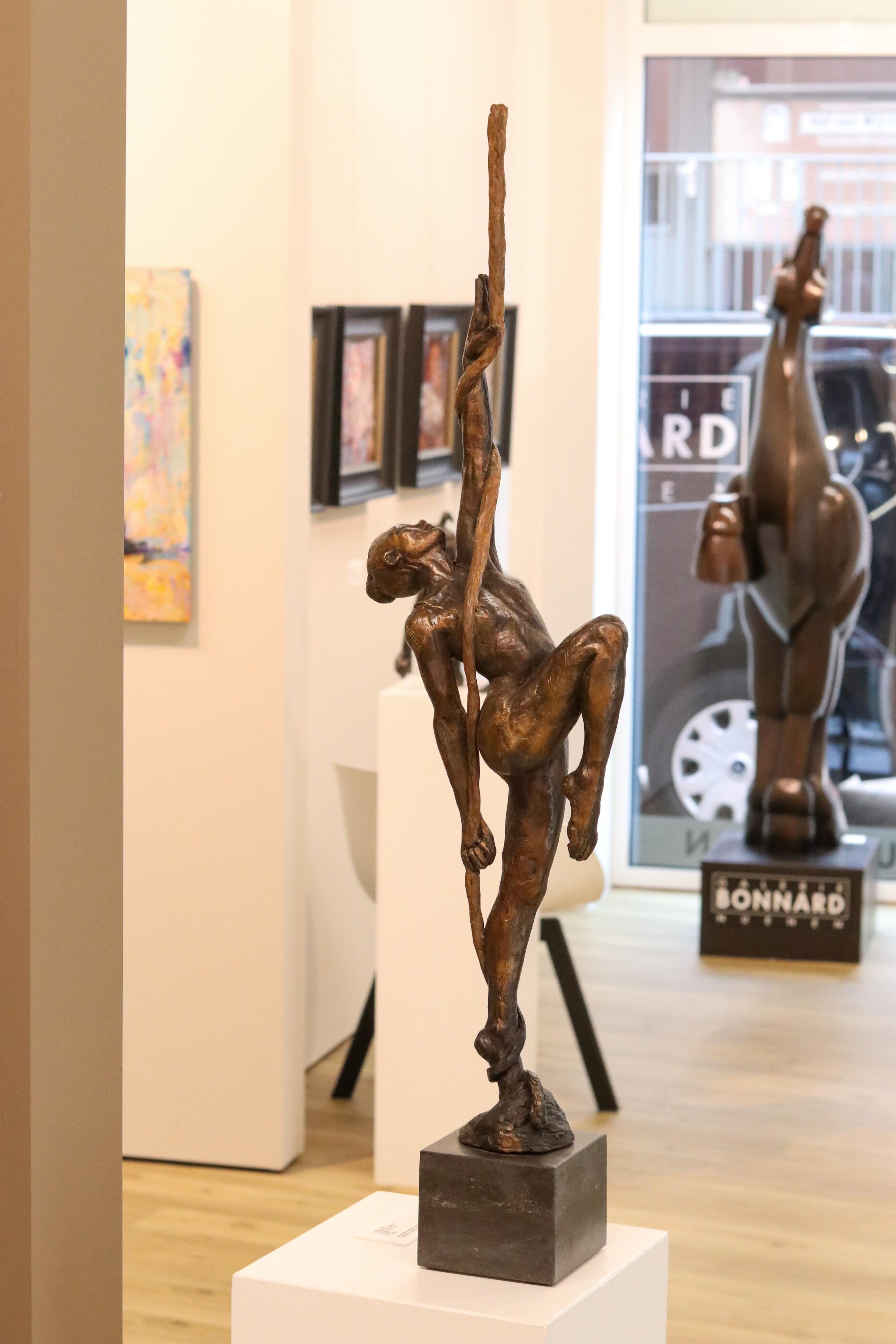 Cirque du Soleil, 21st Century Contemporary Bronze Sculpture of an Aerial Dancer - Gold Nude Sculpture by Romee Kanis