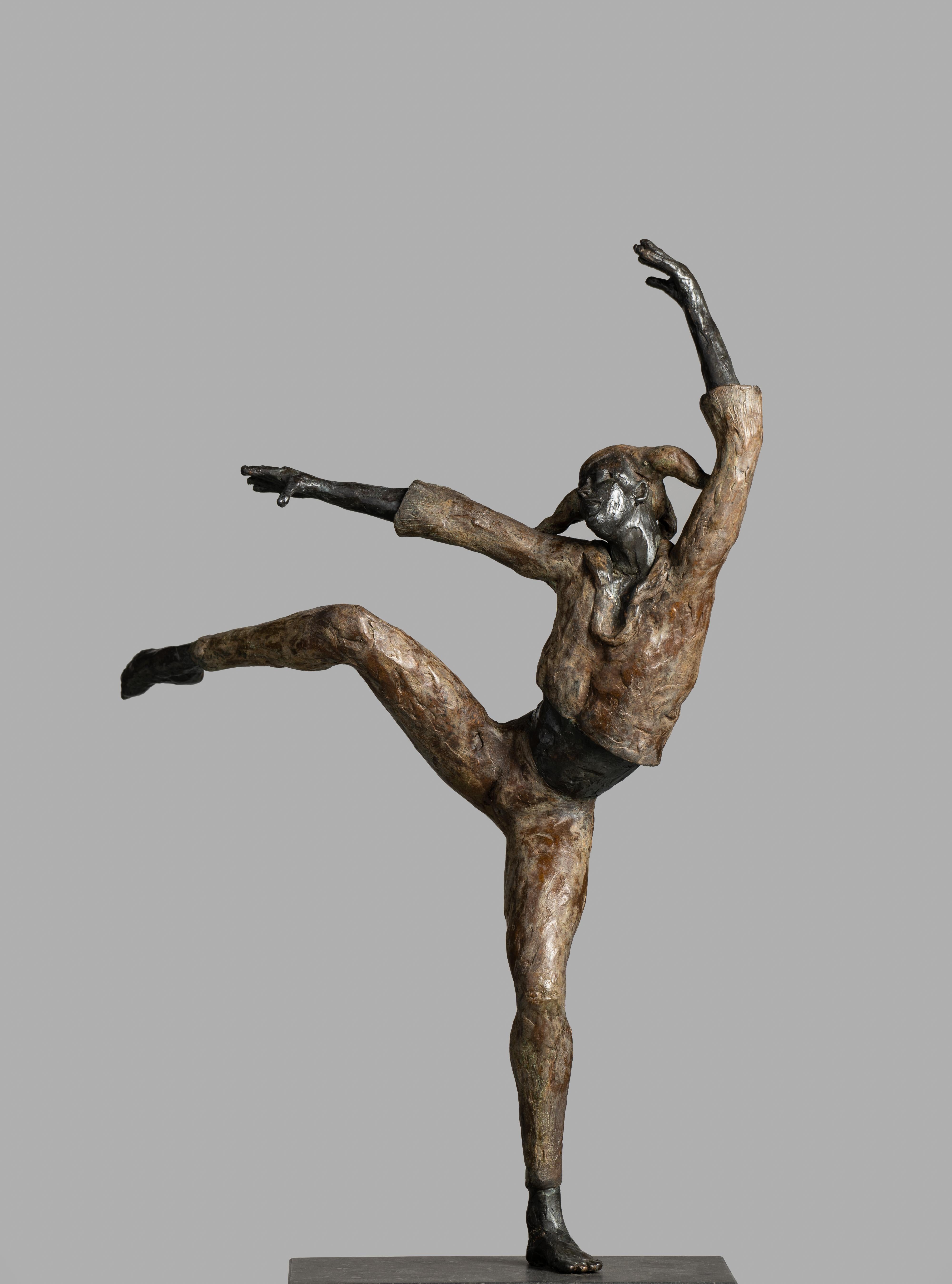 Harlequin - 21st Century Contemporary Bronze Sculpture of a Dancing Jester