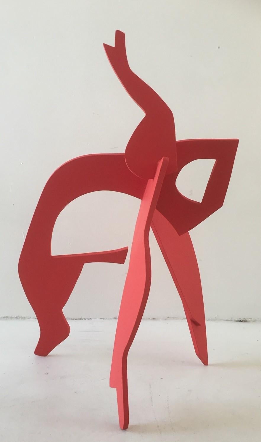 This sculpture is made of aluminium, painted in a thick rough layer of red laquer. 

Jan Wils is an artist born in the city of Eindhoven, in The Netherlands. 
Jan Wils about his sculptures:

“The objects I make are interactive and dynamic. Cheerful,