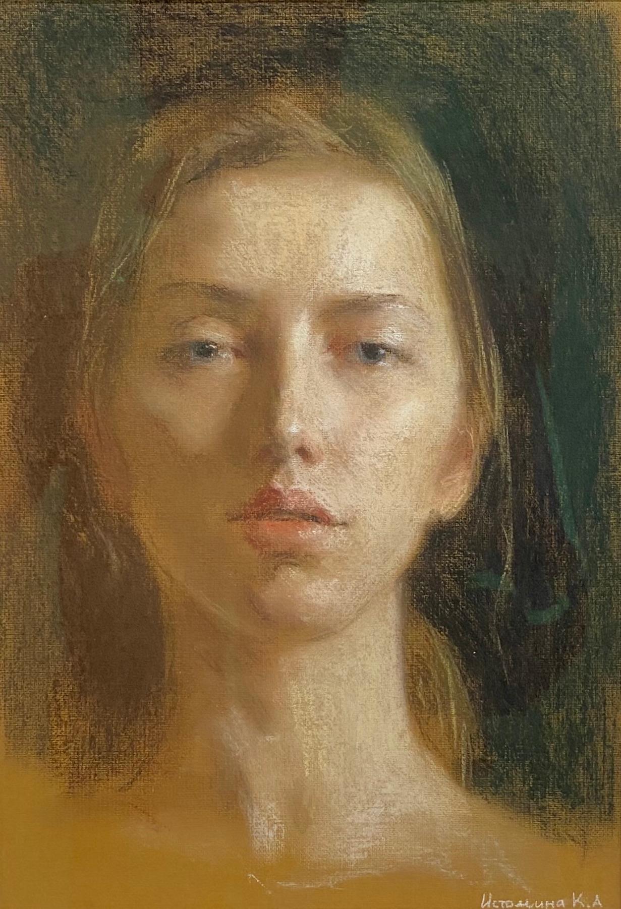 Self-Portrait In Pastels - Dessins contemporains russes du 21e siècle - Art de Ksenya Istomina