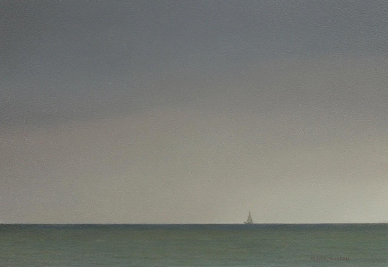 Gerrit Wijngaarden Landscape Painting - Sailboat On A Lake - 21st Century Contemporary Landscape Oil Painting