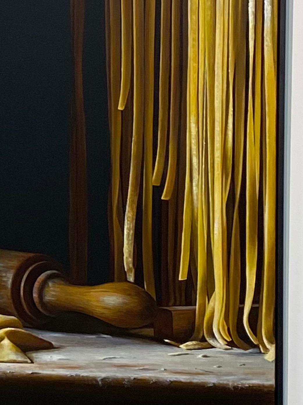 Pasta Drying Rack- 21st Century Contemporary Still-life Painting  - Black Figurative Painting by Heidi von Faber