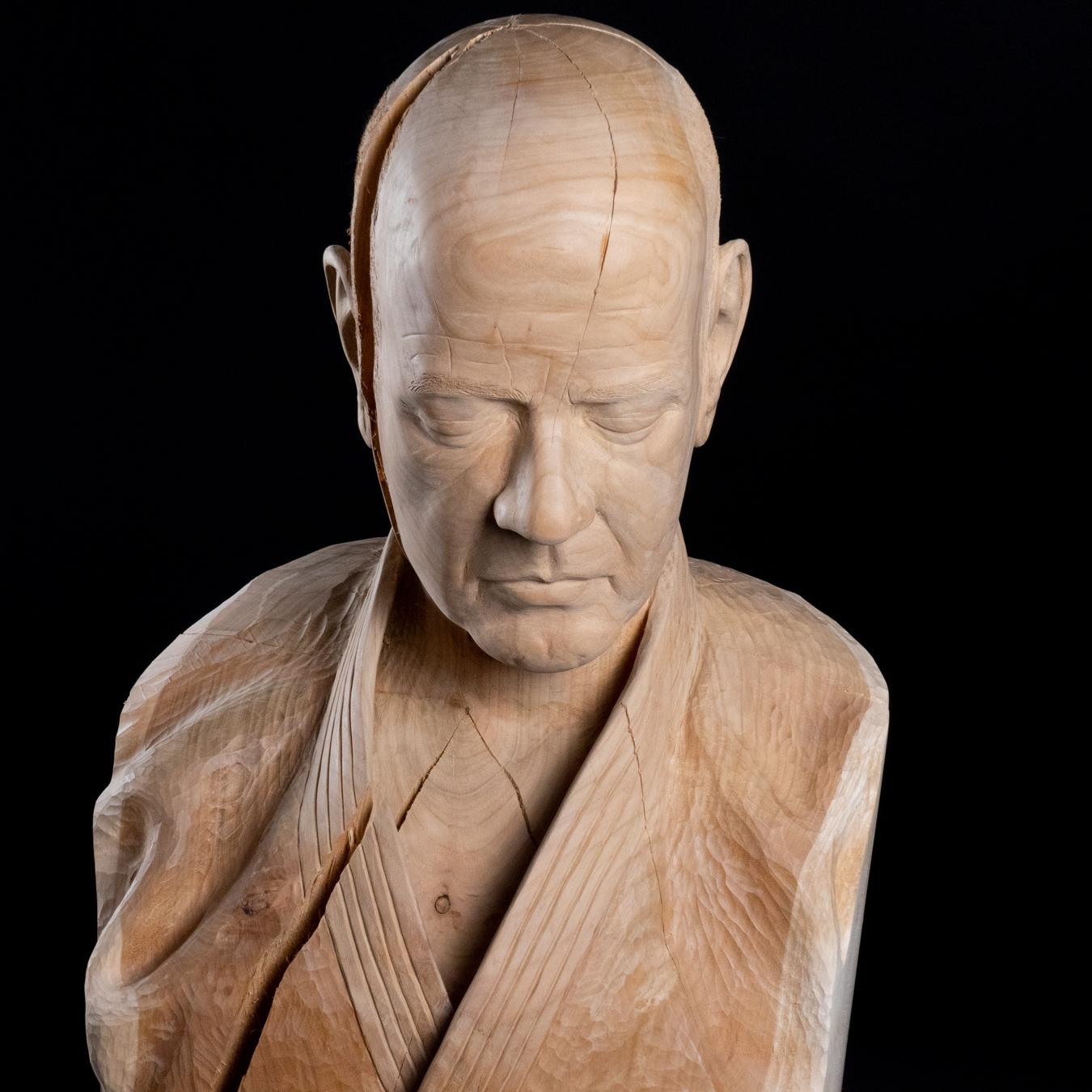Yume- No- Uchi, Dreaming- 21st Century Contemporary Wooden Sculpture of a Judoka - Brown Figurative Sculpture by Boris Paval Conen