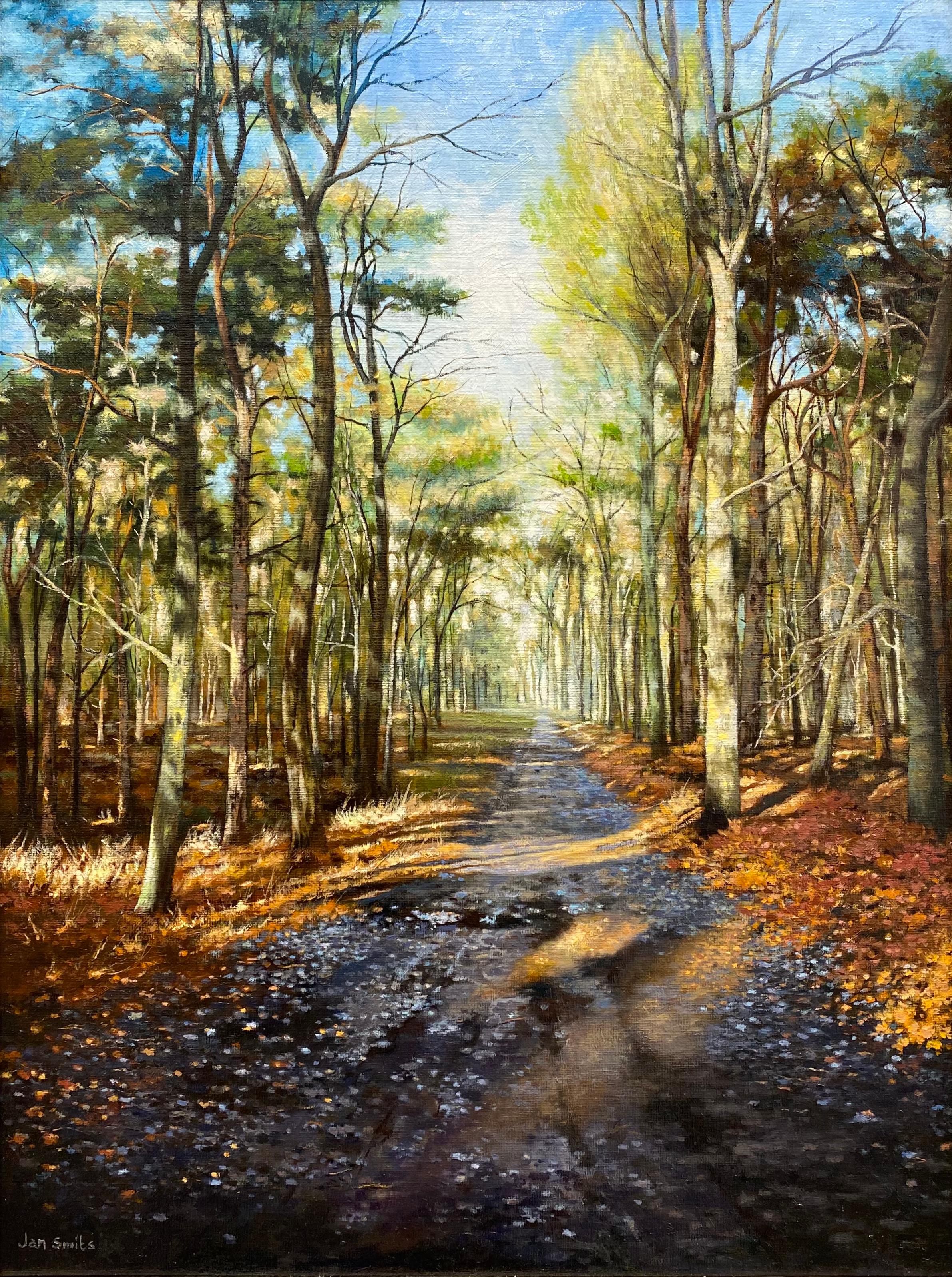 Forest with Sun and Trees - 21st Century Contemporary Landscape Painting