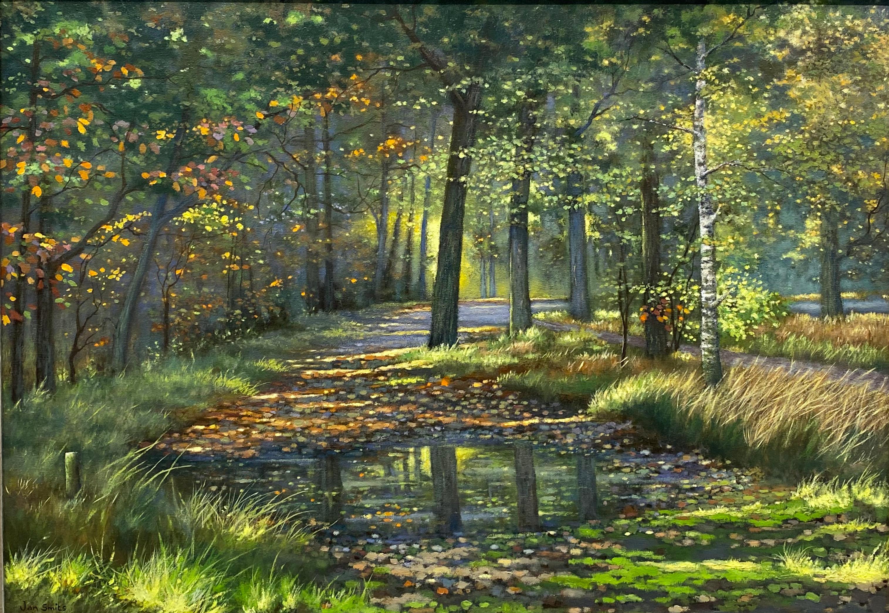 Small Forest Lake- 21st Century Contemporary Dutch Landscape Painting