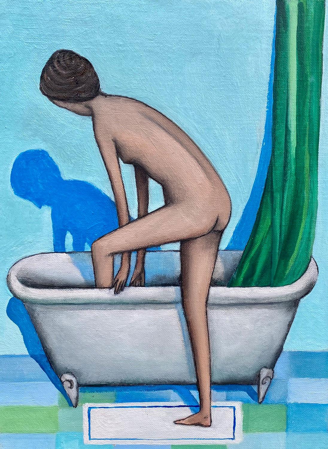 Giacomo Piussi Nude Painting - Woman Getting In Bathtub, Florence, Italy, 2019