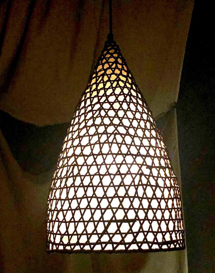 Tucker Robbins - Teardrop Light, Walnut stained Rattan For Sale at ...