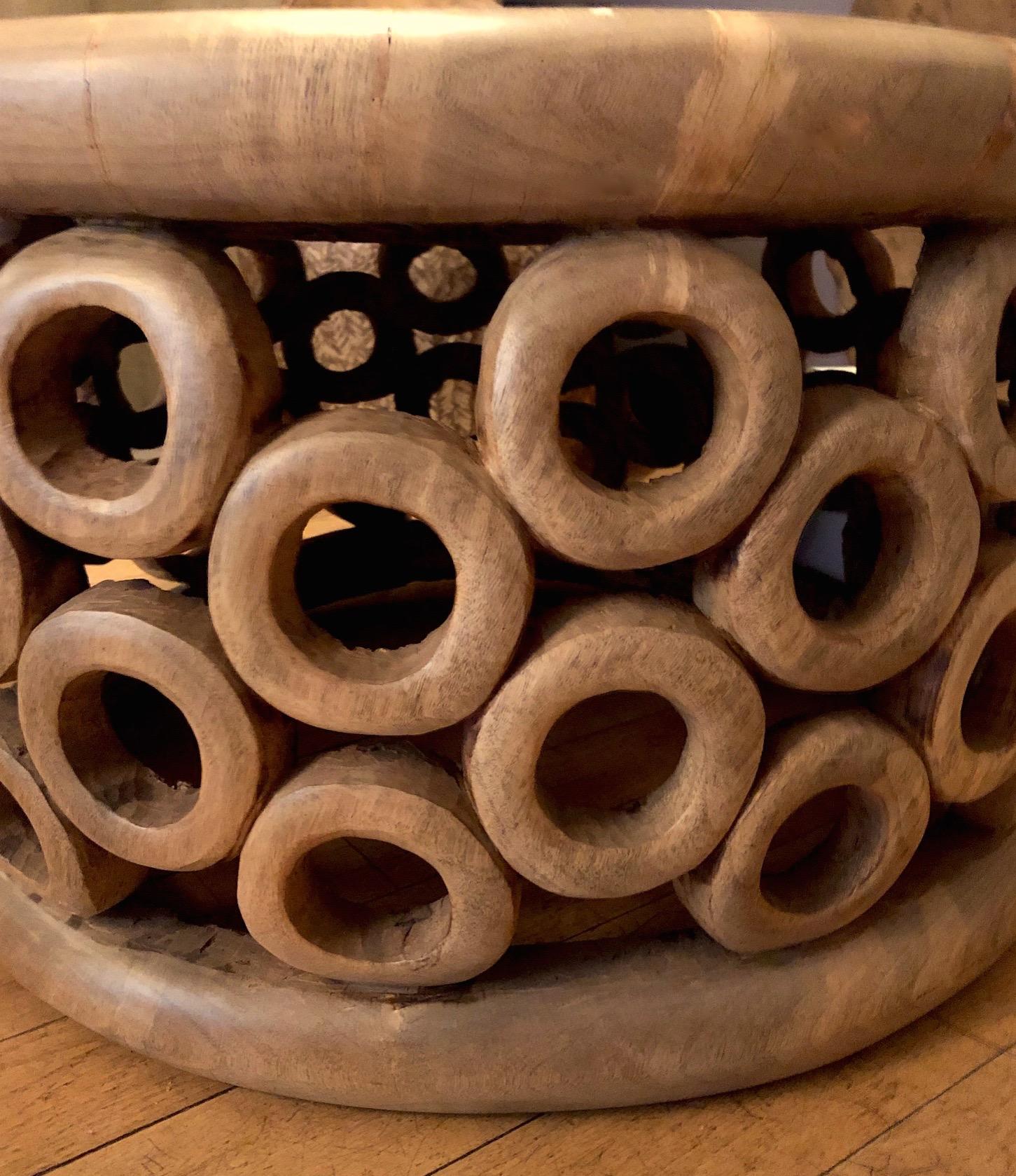 Bangle Coffee Table, Blacknut with blackened accents - Sculpture by Tucker Robbins