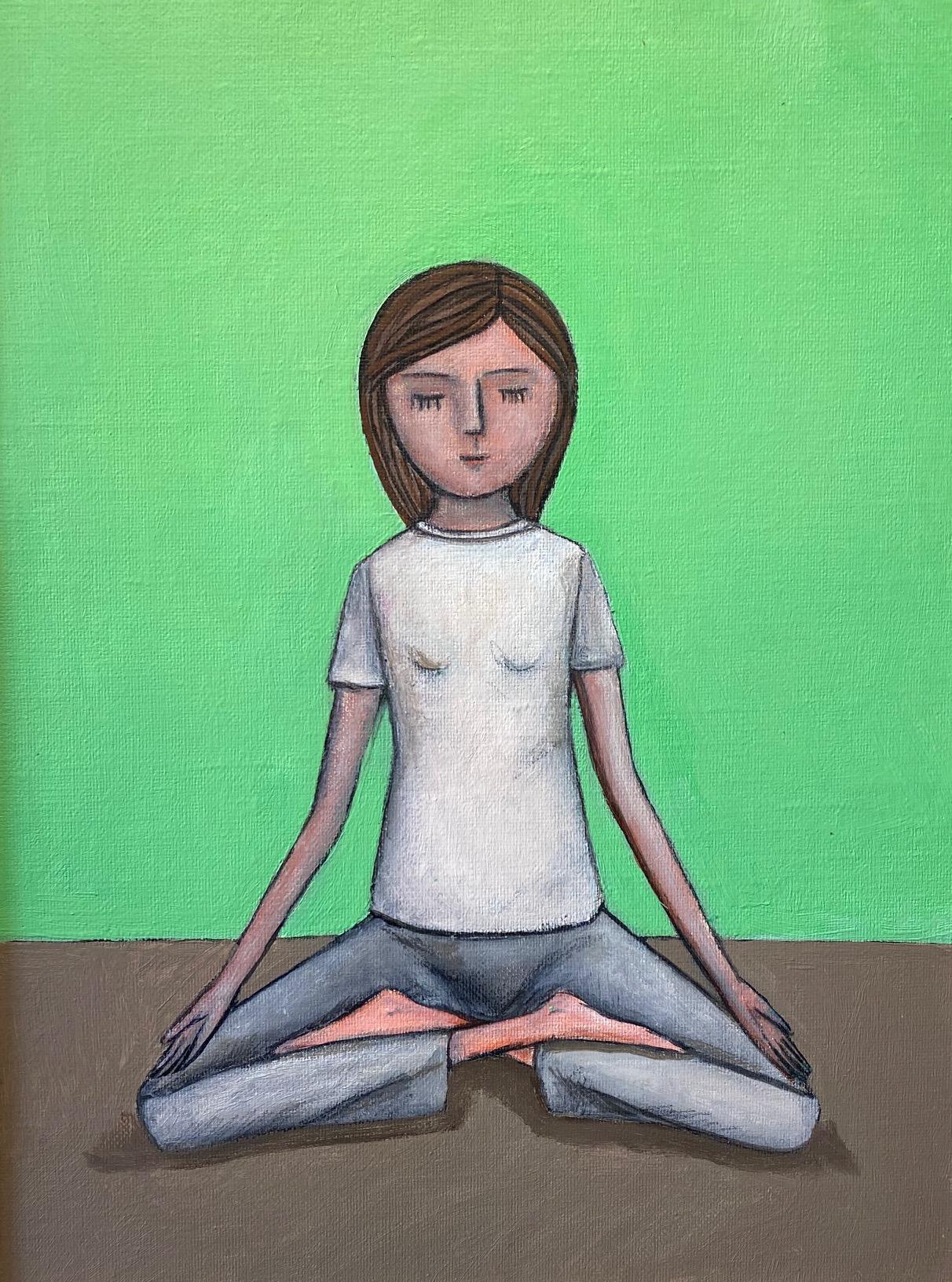 Giacomo Piussi Figurative Painting - Yoga Girl, Florence, Italy, 2020