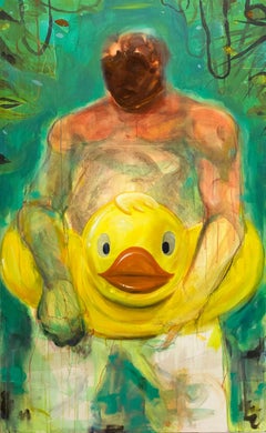 Duckface- Contemporary painting, Mixed media on Canvas, 21st Century