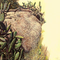 Alphen Boulder Cactus, Cape Town- Botanical painting, Oil paint on Canvas