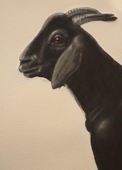 Goat facing Left- Contemporary painting, Oil & Varnish on Hahnemuehle Paper