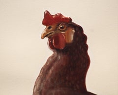 Cockerel facing Left-Contemporary painting, Oil & Varnish on Hahnemuehle Paper