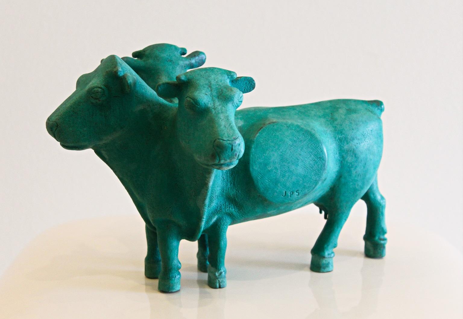 Joachim Schonfeldt Still-Life Sculpture - Three- headed Cow, Small version- Contemporary Sculpture, Bronze, 21st Century