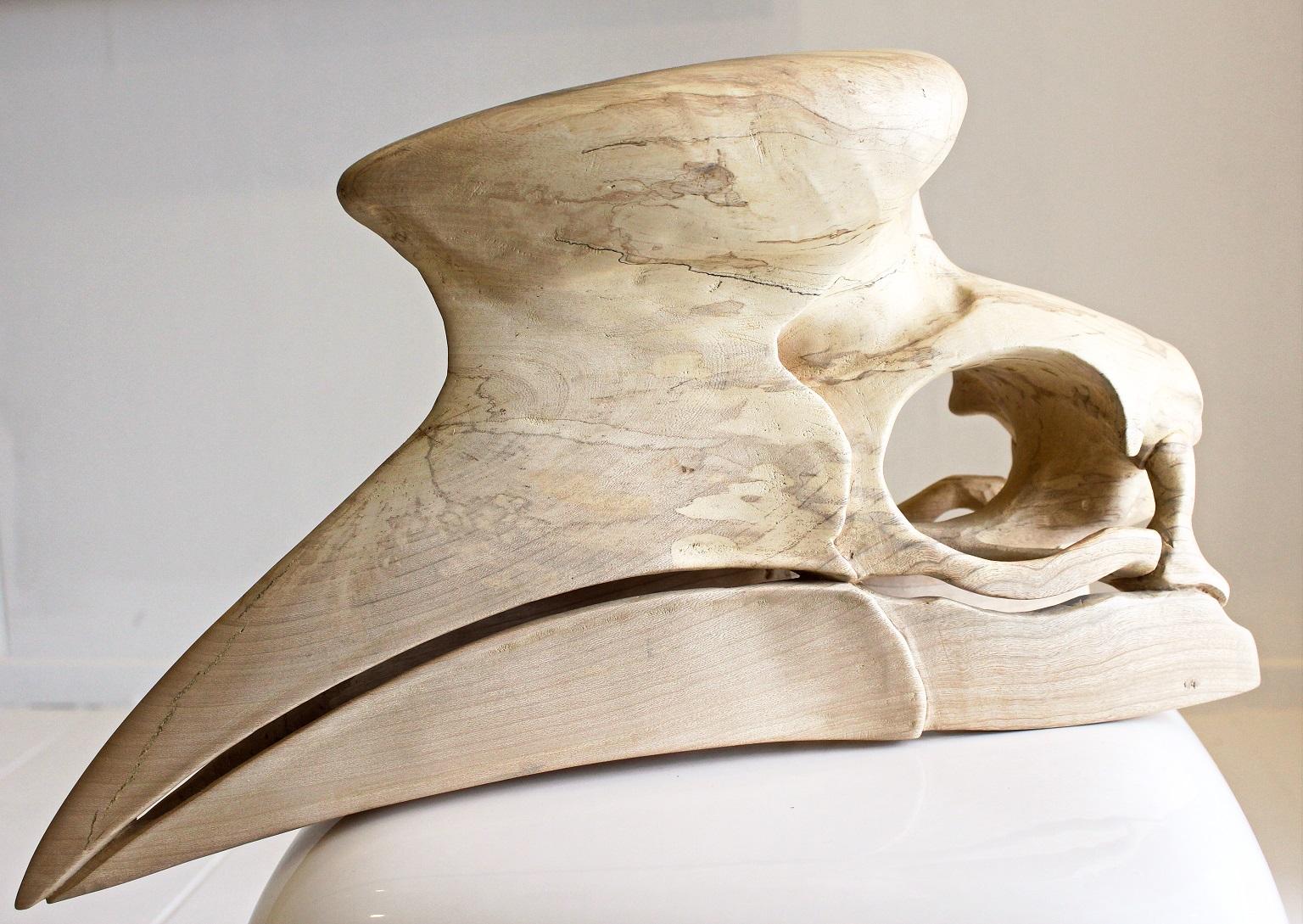 Friday Jibu Still-Life Sculpture - Horn Bill- Contemporary sculpture, Carved Jacaranda wood, 21st Century