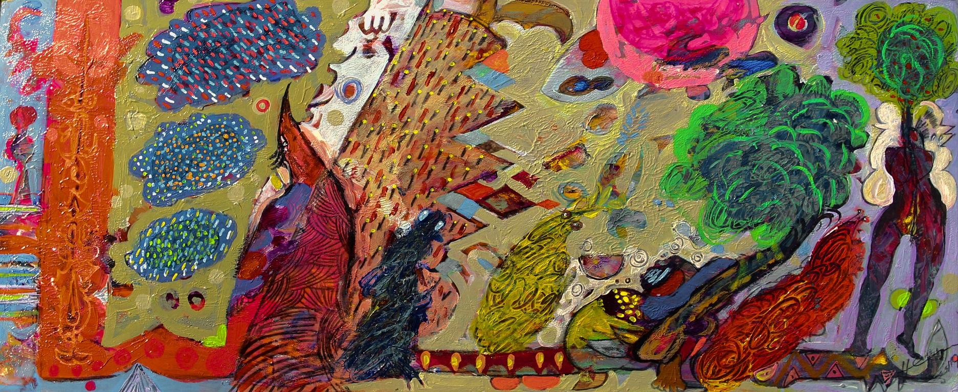 Hussein Salim Figurative Painting - Paper work V- Contemporary painting, Acrylic on Paper, 21st Century