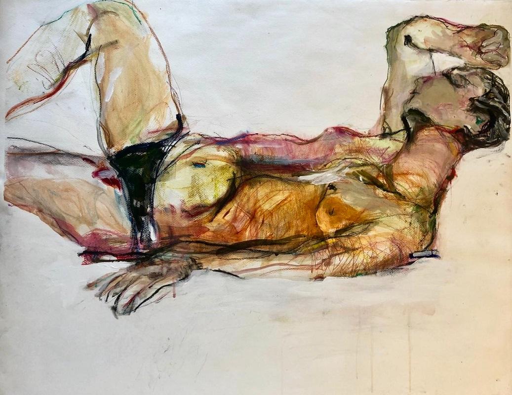 Ilana Seati Figurative Painting - Untitled 07/19- Contemporary painting, Mixed media on Paper, 21st Century