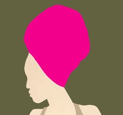 Fuchsia Maiden- Contemporary painting, Enamel on Paper, 21st Century