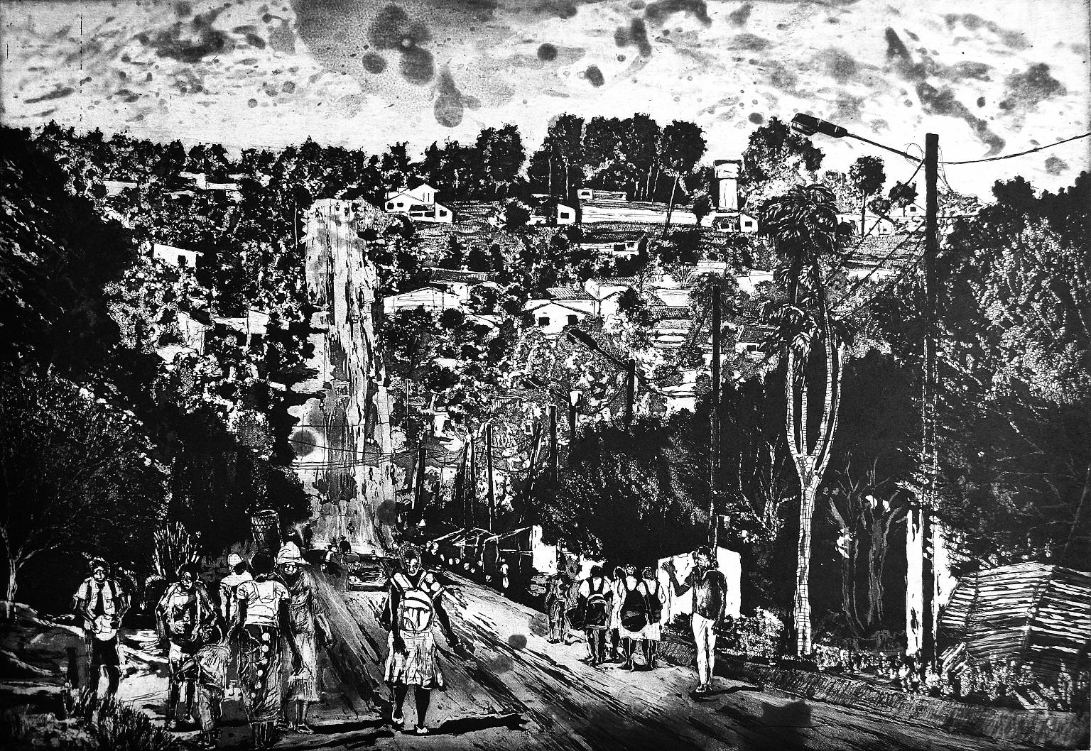 Mario Soares Landscape Print - Day to Day of people of Chimoio- Contemporary, Etching, 21st Century
