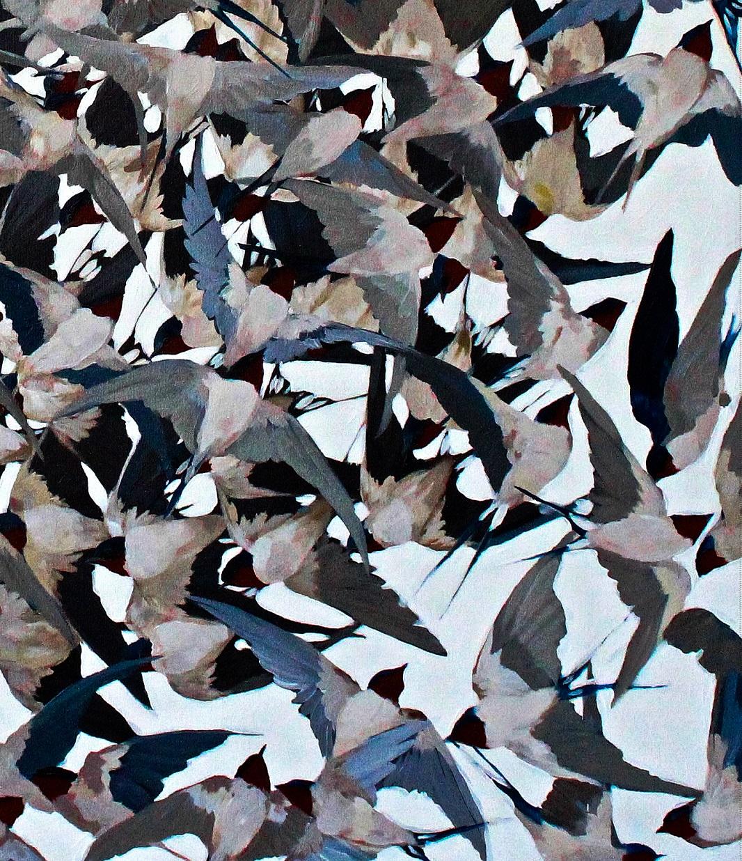 Birds Flying- Contemporary painting, Acrylic on Canvas, 21st Century - Painting by Kirsty May Hall