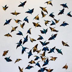 Kingfishers - Contemporary, Acrylic on canvas laid on board, 21st Century