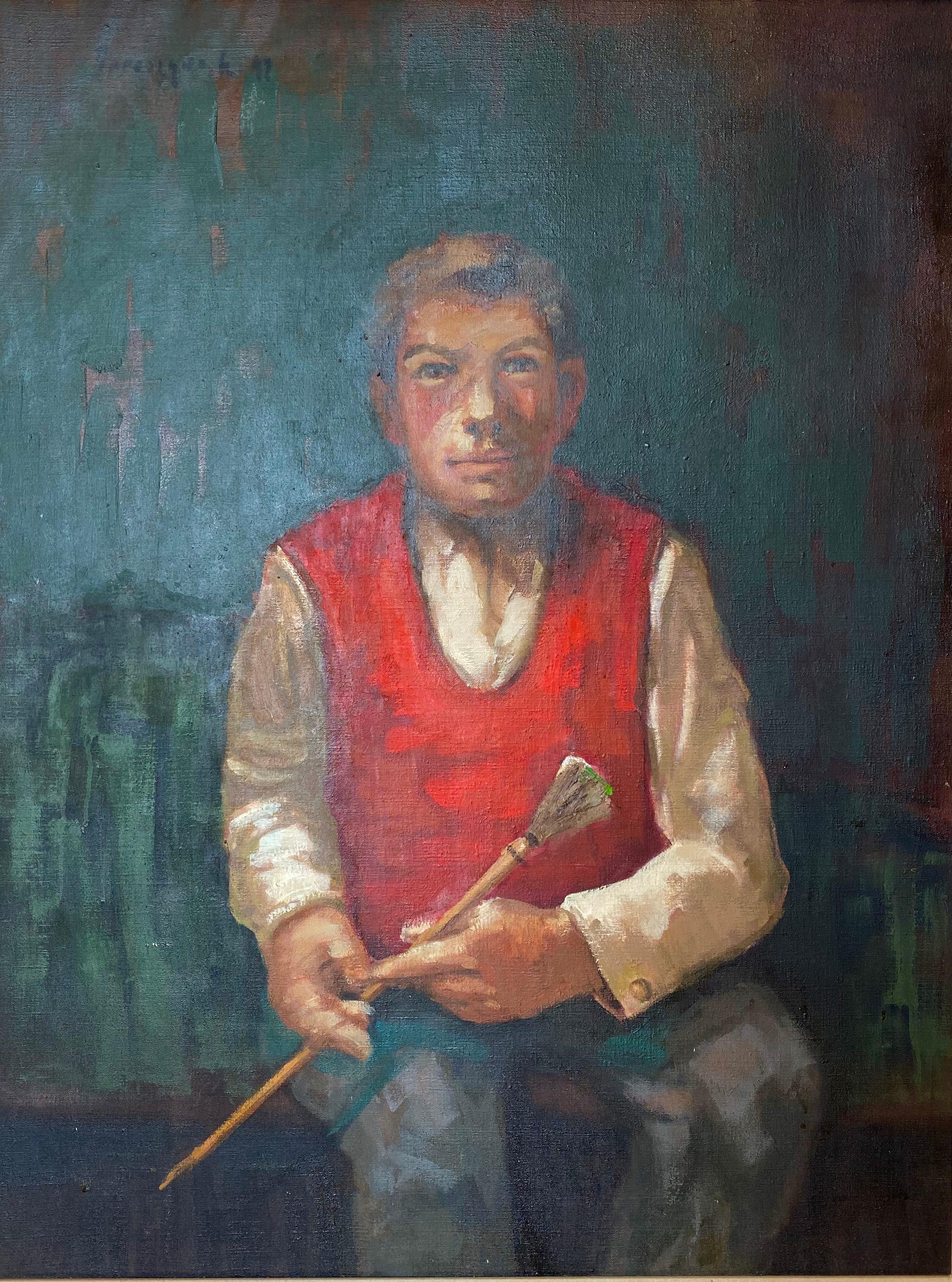 Tadeusz Jaroszynski Figurative Painting - Adam, Oil on Canvas, Signed and Dated '91, 20th Centuary, Portrait, (framed) 