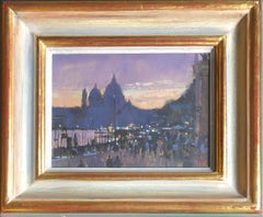 'Evening Light-Towards the Zecca' traditional British cityscape, oil painting
