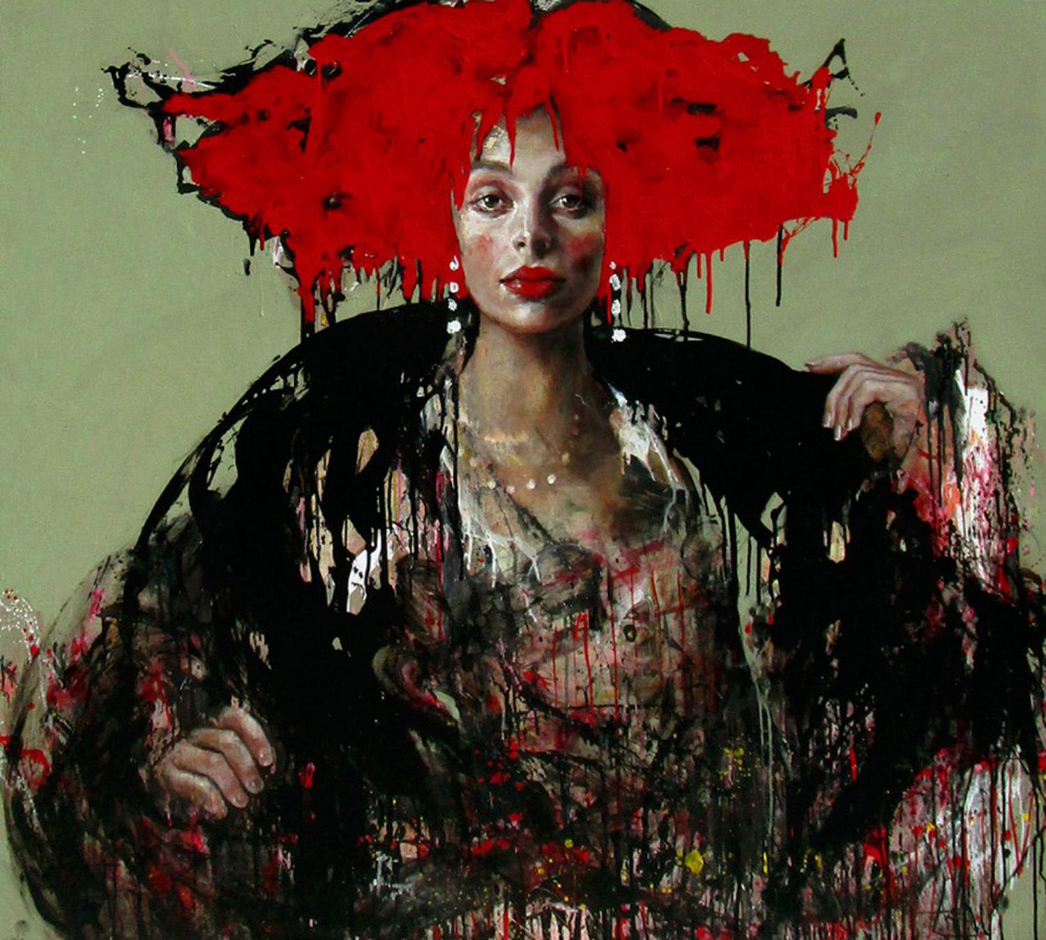 Esther Erlich Figurative Painting - Scarlet
