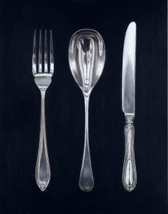 Fork, Spoon and Knife on Black