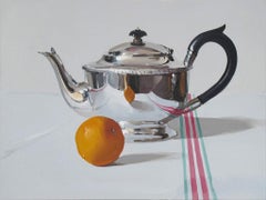 alan kingsbury Silver Teapot with Orange