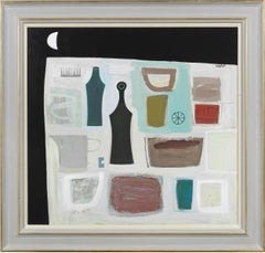 'Two Green Bottles' Abstract Still Life by Scottish Artist Simon Laurie