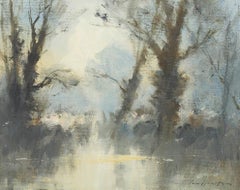 'Trees by the Water's Edge - Costwolds Water Park' by British Impressionist