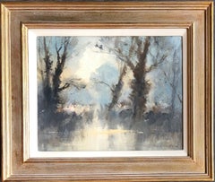 'Trees by the Water's Edge - Costwolds Water Park' by British Impressionist 