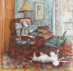'Siesta' Original Watercolour Illustration by famous British social satirist