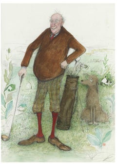 The Old Fashioned Golfer - Original Illustration, British social satirist 