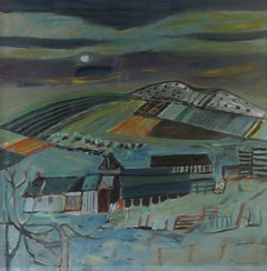 'Near Lesmahago' Semi Abstract Landscape oil Painting by 20thC Scottish Artist