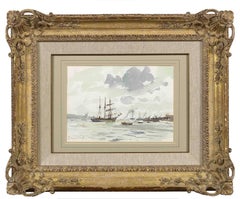 Vintage 'The Barquentine Gazela on the Tagus' Original Modern British Impressionist 