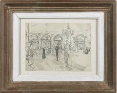 'Dancing at Claridges' Modern British Mid Century Master Drawing Illustration