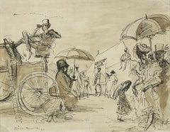 'Cavalry Club, 1939' Modern British Mid Century Master Drawing Illustration