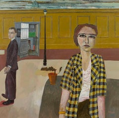 'A Strange Encounter' British Figurative Oil Painting, Modern British style