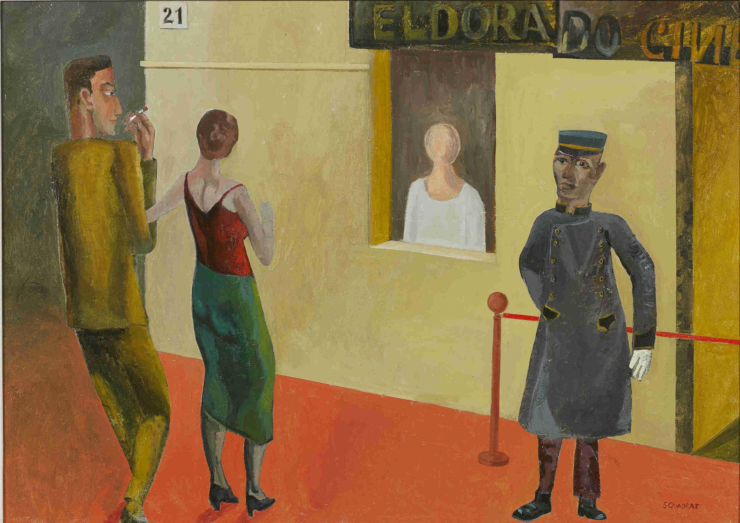 Outside the Eldorado Cinema - Painting by Simon Quadrat