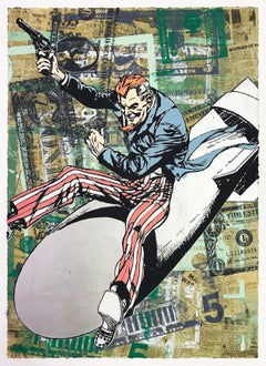 Greg Gossel, "Funny Money 2-8", Hand-Embellished Screen Print and Collage, 2018
