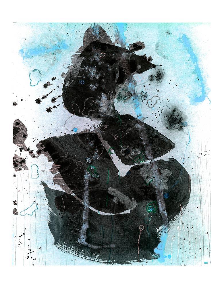 Christophe Tissot Abstract Print - "Réciter bleu"