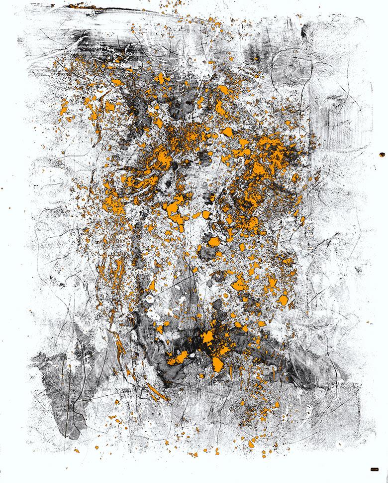 Christophe Tissot Abstract Print - "Archipels orangés"