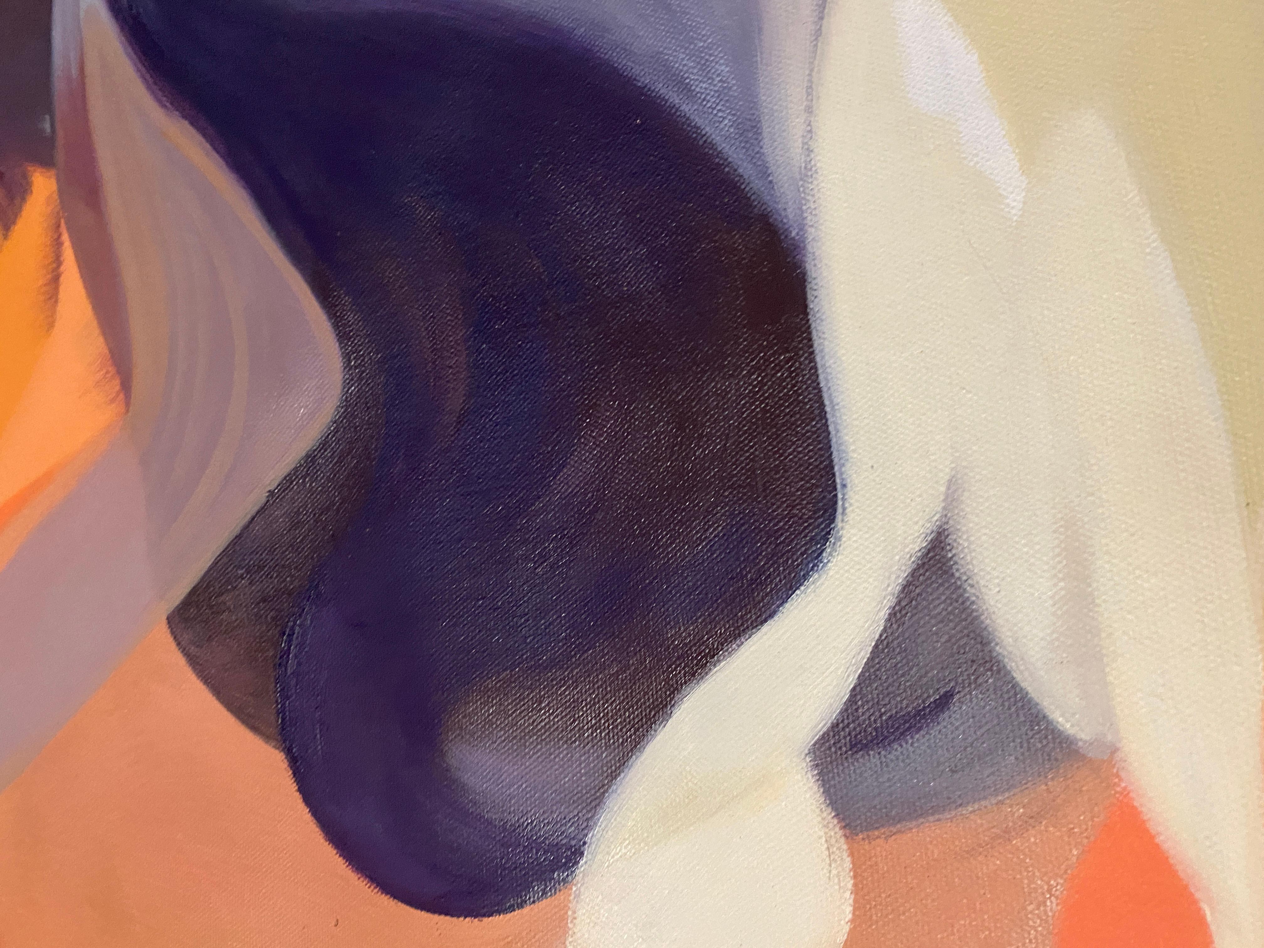 Nascita di un'idea: Pittura acrilica astratta rosso-blu. in vendita 3