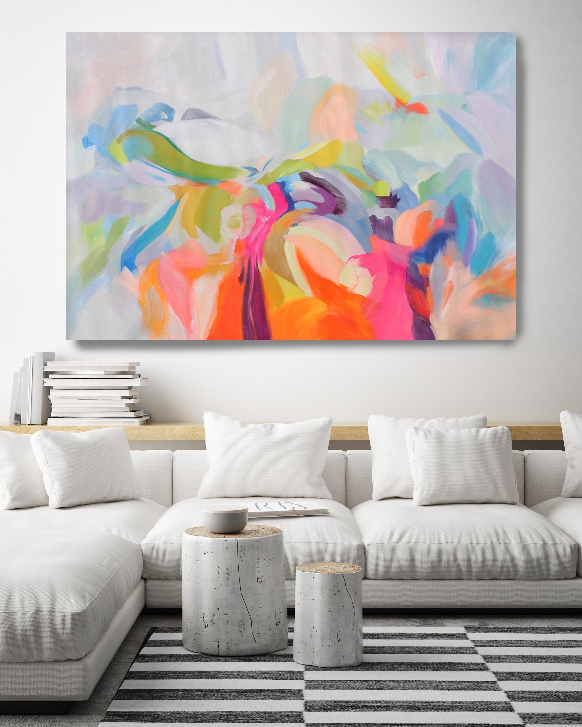 Abstract Colorful Original Acrylic Painting (rolled) 42 H X 68