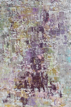 Viola astratto misto su tela con texture pesante, emozioni calme 24x48"