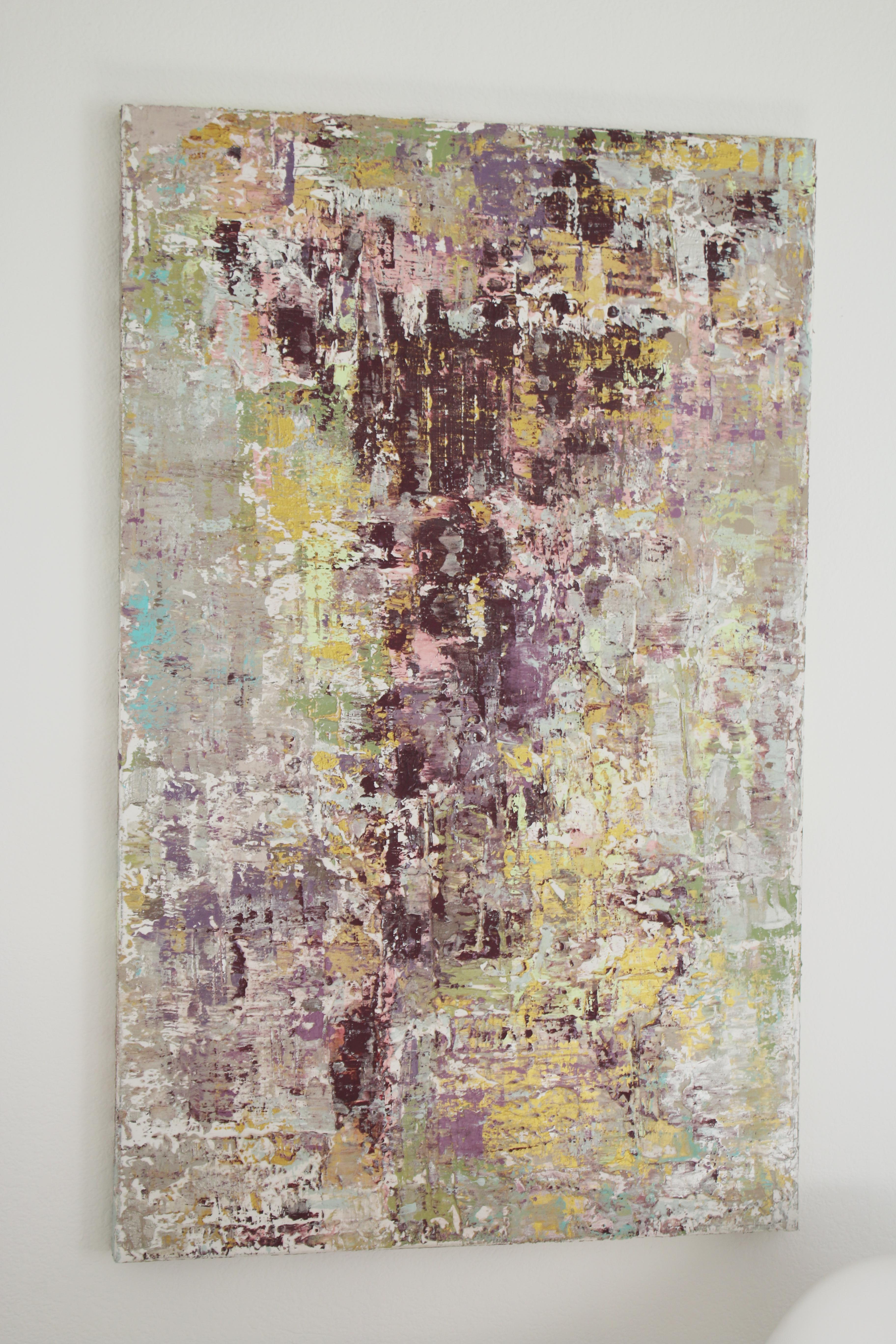Purple Abstract Mixed Medium on Canvas Heavy Textured, Calm Emotions 24x48