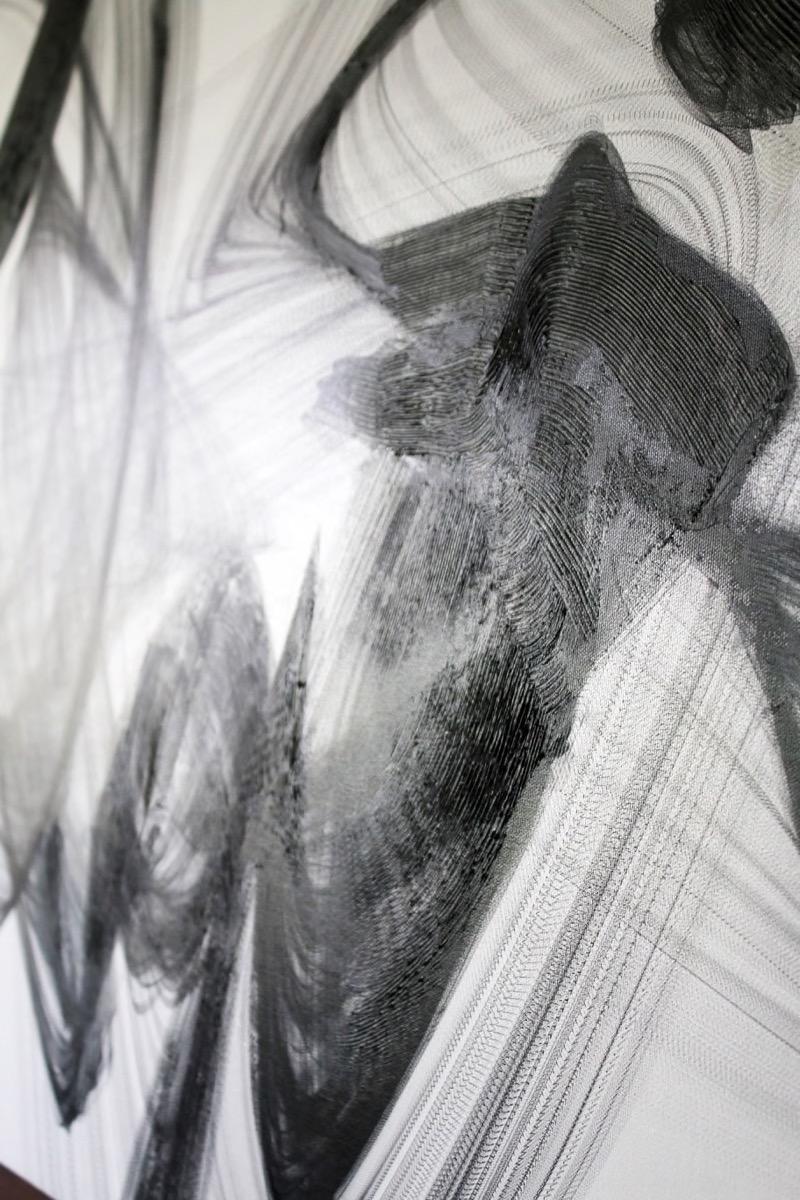 Minimalistisches Schwarz-Weiß-Gemälde, Schwarz-Weiß-Abstraktionsbewegung, 60 x 40 Zoll  im Angebot 1
