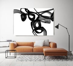 Minimal Black White Painting BW Abstract Poetry in Black and White 3, 60X40"